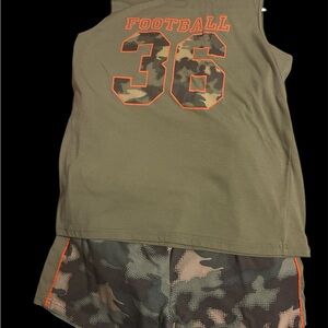 The Children's Place Green Camo Football Pajama Set